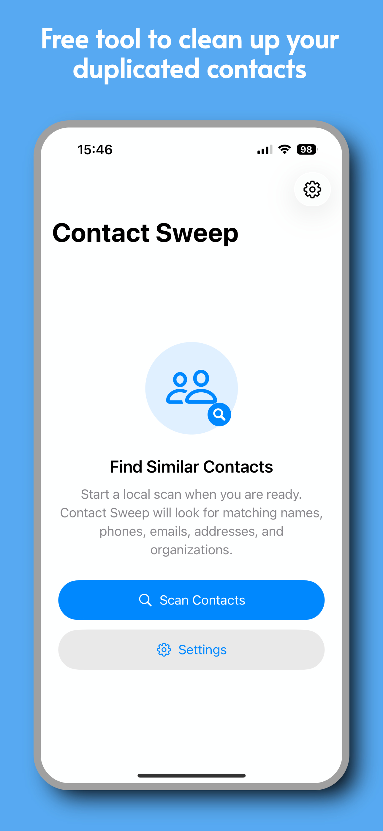 ContactSweep scan screen