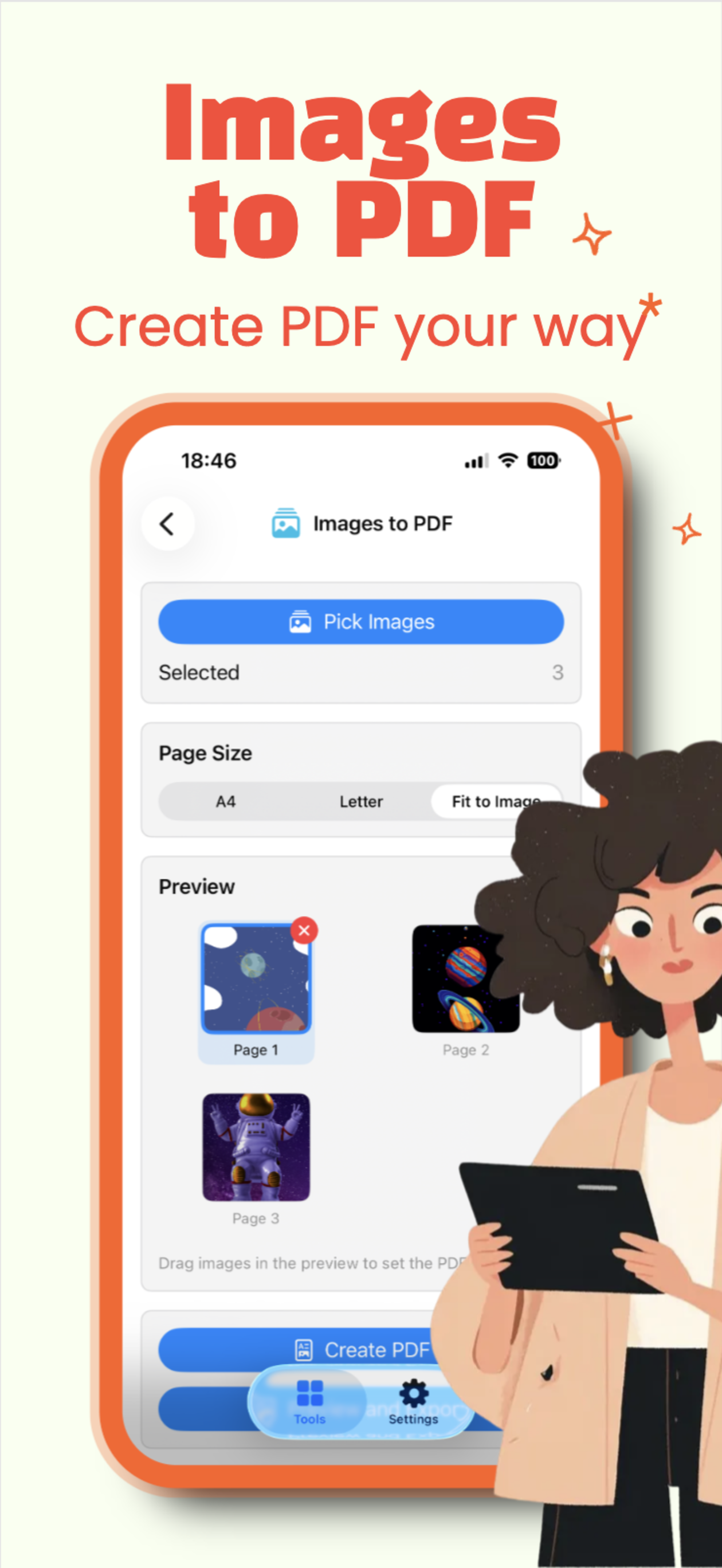 PDF Toolbox images to PDF screen