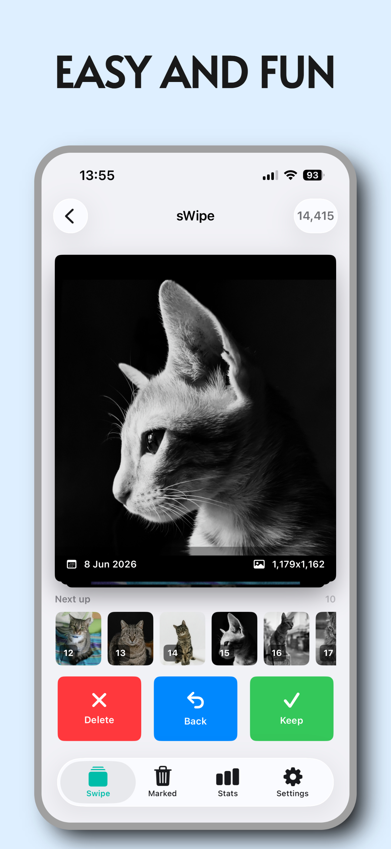 sWipe photo cleanup review screen