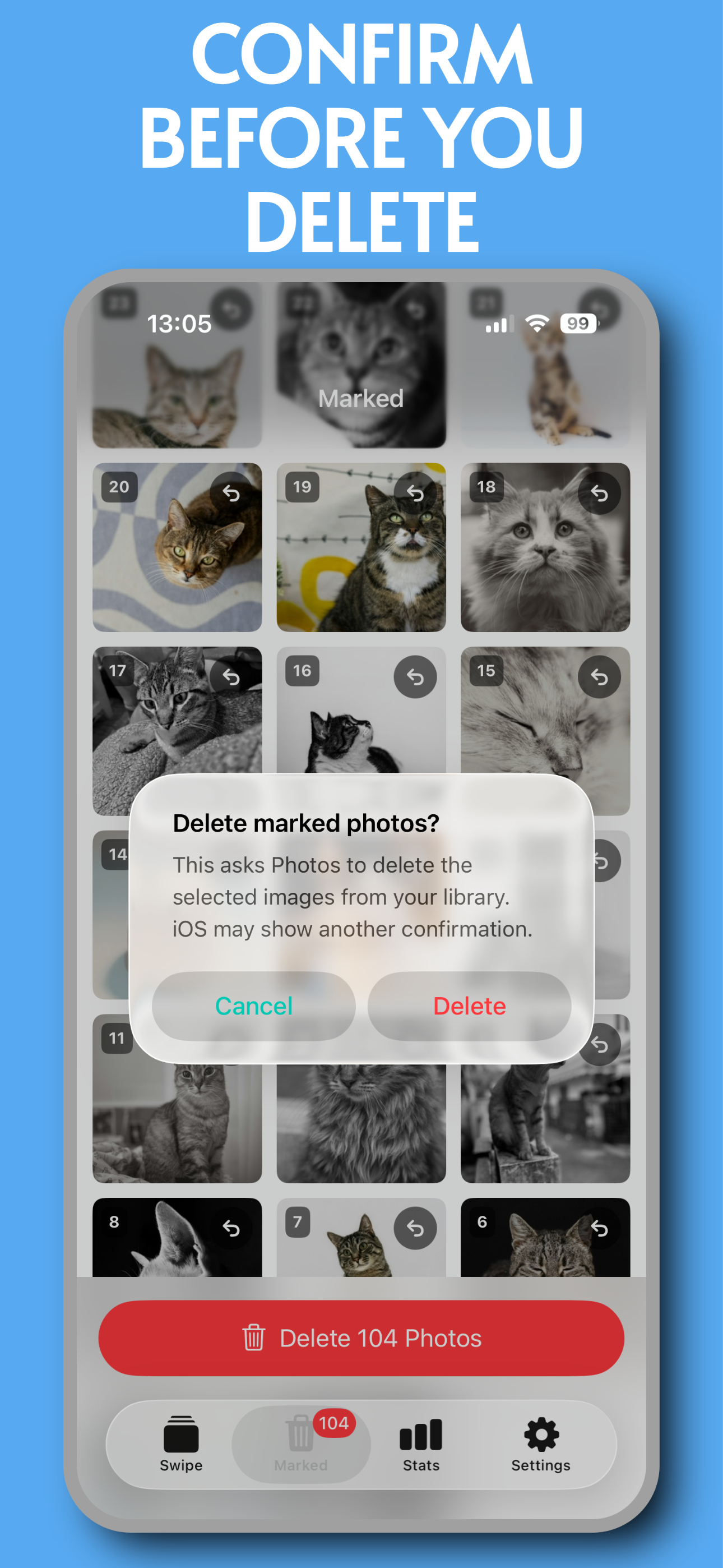 sWipe delete confirmation screenshot